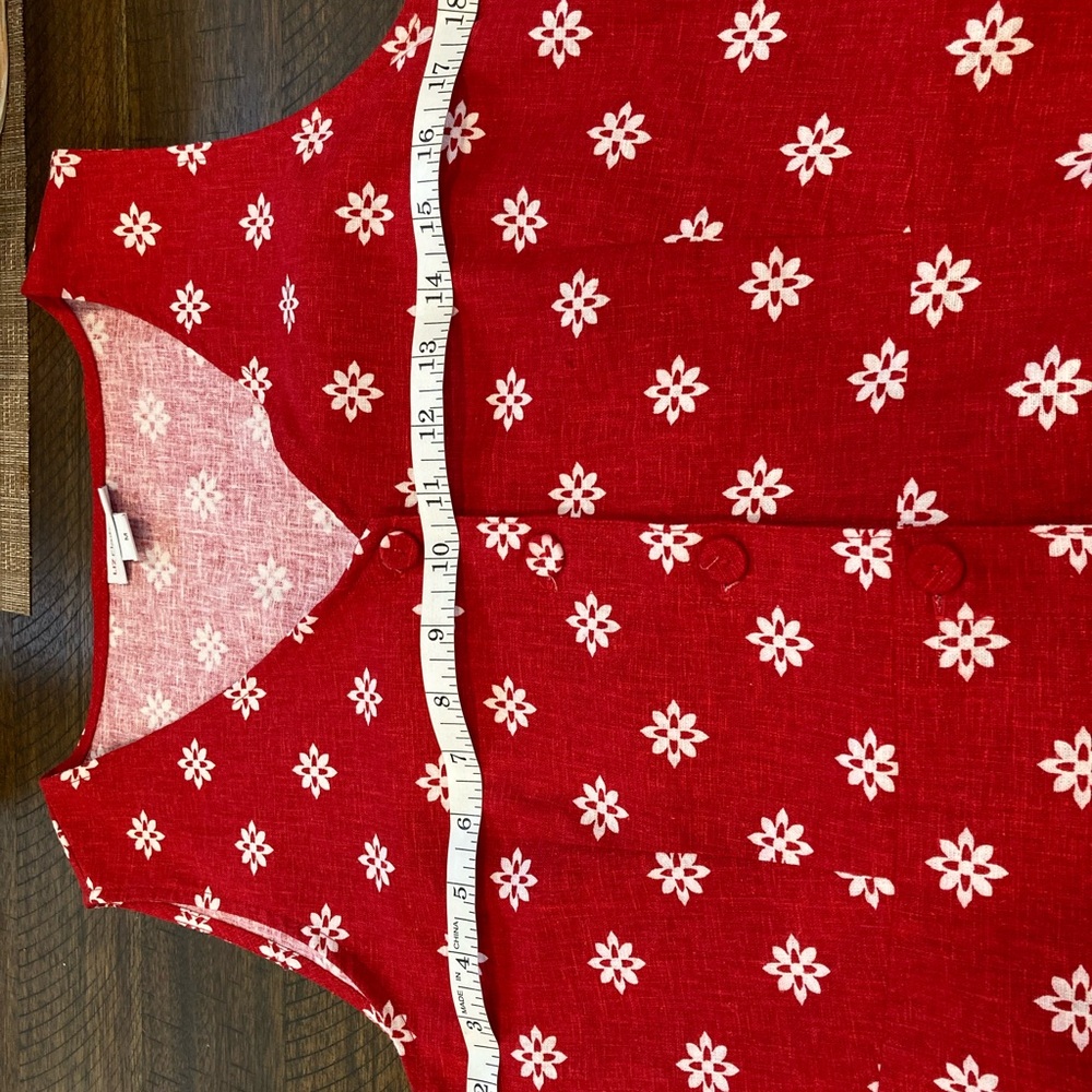 Liz Claiborne Red Floral Button-Up Blouse - Picture 6 of 6